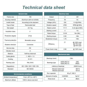 Silnik elektryczny jednofazowy 3kW 2800 obr/min. 100 B14